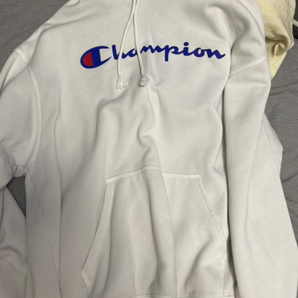 White large Champion hoodie
